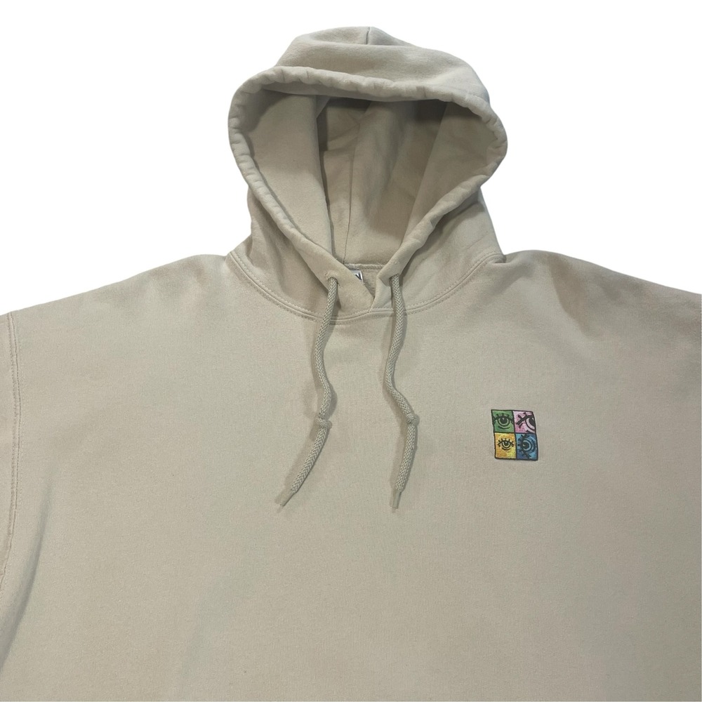 Gildan Ultra Cotton Heavyweight Hoodie Tan Multiview Embroidered Oversized L